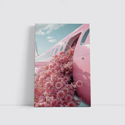 Pink Roses Overflowing From Airplane Door