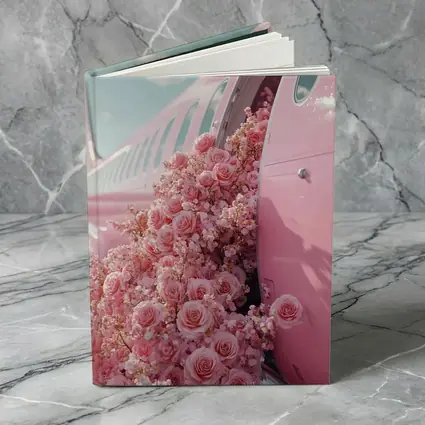 Pink Roses Overflowing From Airplane Door