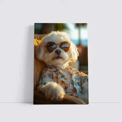 Shih Tzu Sunglasses Floral Shirt Beach Vibes