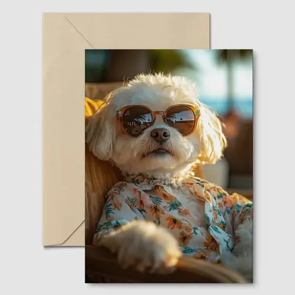 Shih Tzu Sunglasses Floral Shirt Beach Vibes