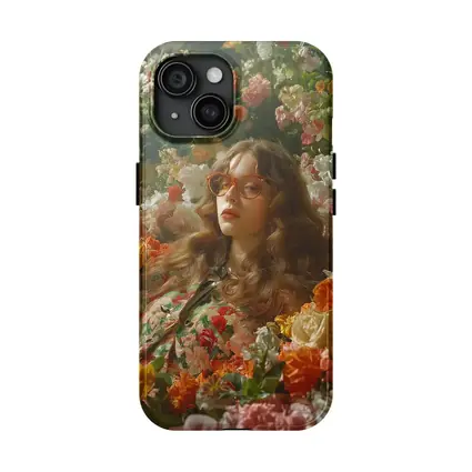 Woman Surrounded by Colorful Blooming Flowers Garden