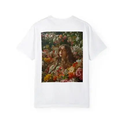 Woman Surrounded by Colorful Blooming Flowers Garden