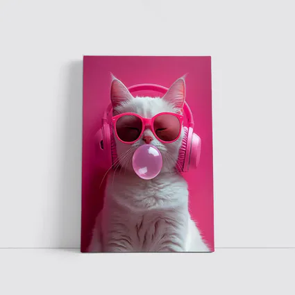 White Cat Pink Sunglasses Headphones Bubblegum