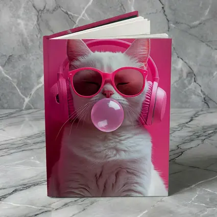 White Cat Pink Sunglasses Headphones Bubblegum
