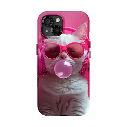 White Cat Pink Sunglasses Headphones Bubblegum