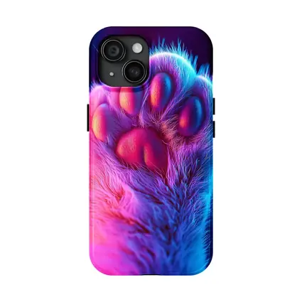 Neon Cat Paw Close Up Purple Pink