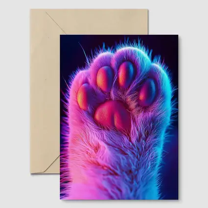Neon Cat Paw Close Up Purple Pink