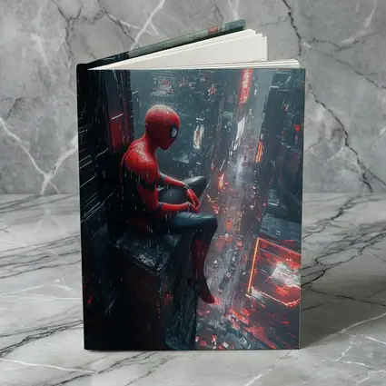Spider-Man Sitting On Rainy Cyberpunk City