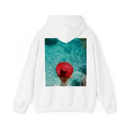 Woman Red Hat Turquoise Mediterranean Sea View