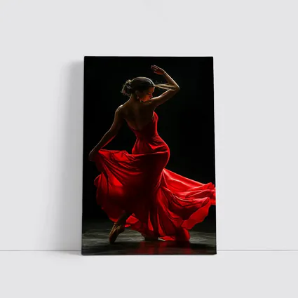 Flamenco Dancer Red Dress Dark Background