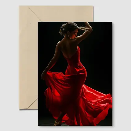 Flamenco Dancer Red Dress Dark Background