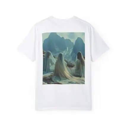Three Veiled Women Sitting Before Mountains