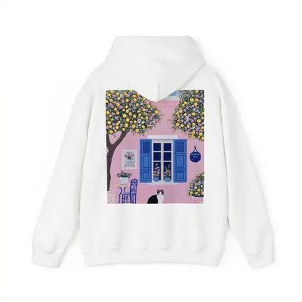 Black White Cat Pink Mediterranean House Lemons