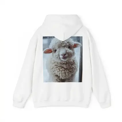 Fluffy White Lamb Standing In Winter Snow
