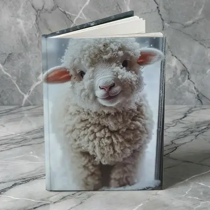 Fluffy White Lamb Standing In Winter Snow