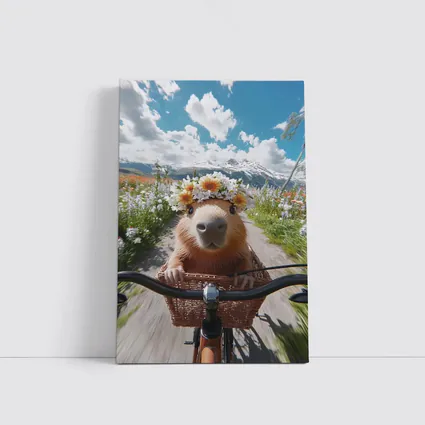 Capybara Flower Crown Bicycle Mountain Meadow