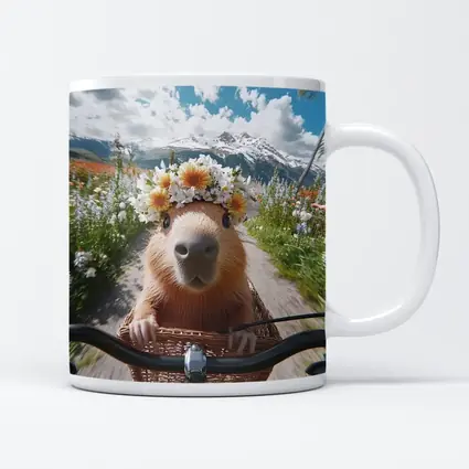 Capybara Flower Crown Bicycle Mountain Meadow