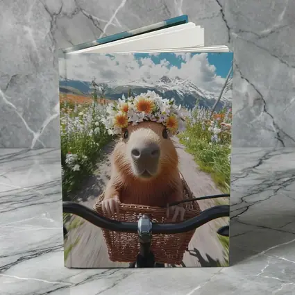 Capybara Flower Crown Bicycle Mountain Meadow