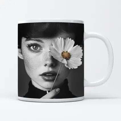 Freckled Woman Holding Cosmos Flower Portrait
