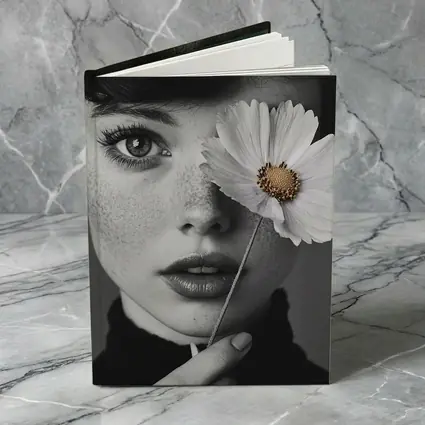 Freckled Woman Holding Cosmos Flower Portrait