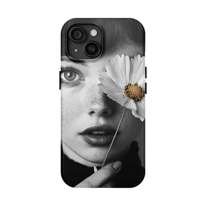Freckled Woman Holding Cosmos Flower Portrait