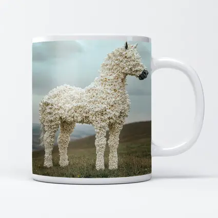 Popcorn Horse Sculpture Standing On Green Hills