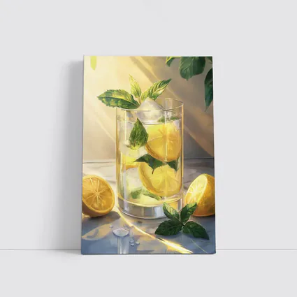 Lemonade Glass With Mint Leaves Summer
