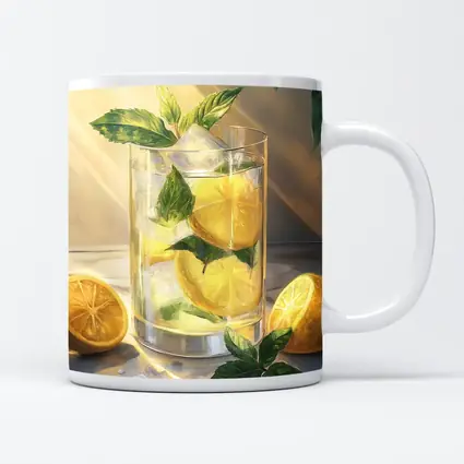 Lemonade Glass With Mint Leaves Summer