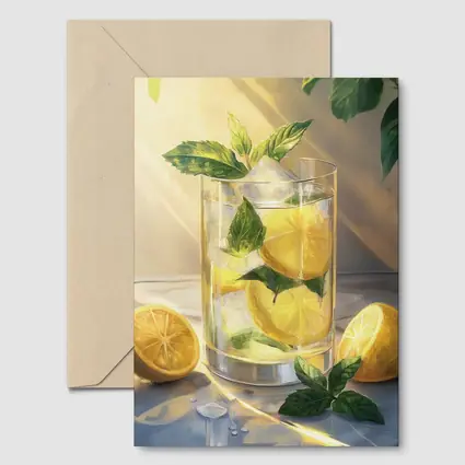 Lemonade Glass With Mint Leaves Summer