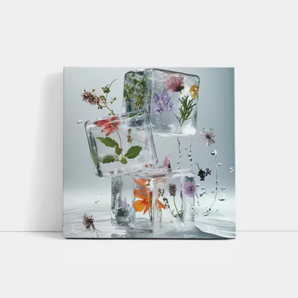Wildflowers Frozen Inside Clear Ice Cubes