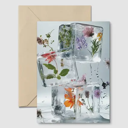 Wildflowers Frozen Inside Clear Ice Cubes