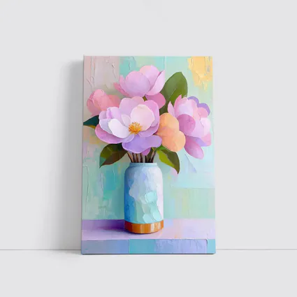 Pink Magnolia Flowers Pastel Oil Painting