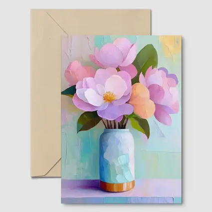 Pink Magnolia Flowers Pastel Oil Painting