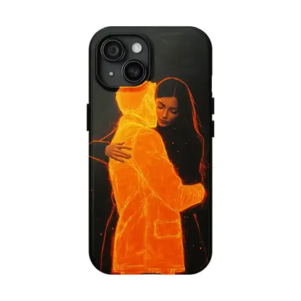 Glowing Couple Embracing Against Dark Background