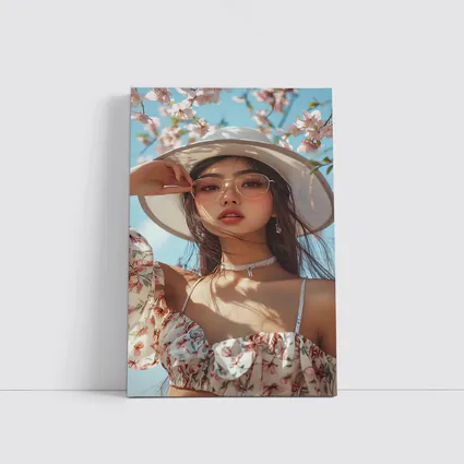Elegant Woman Cherry Blossoms Spring Fashion