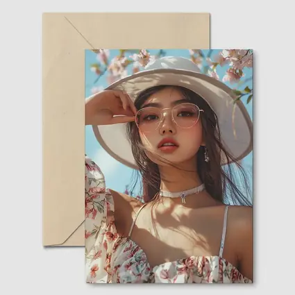Elegant Woman Cherry Blossoms Spring Fashion