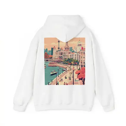Shanghai Bund Skyline Flat Illustration Art
