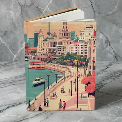 Shanghai Bund Skyline Flat Illustration Art