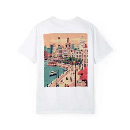 Shanghai Bund Skyline Flat Illustration Art