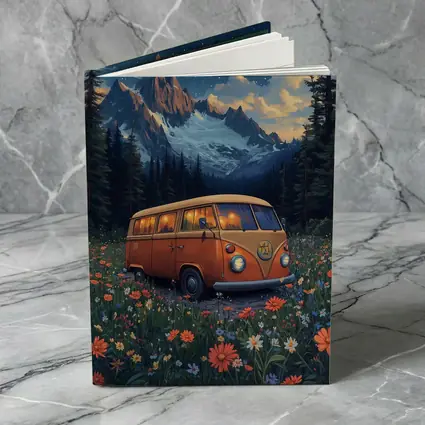 Volkswagen Bus Wildflower Meadow Mountain Night