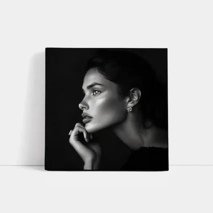 Black and White Woman Portrait Dark Background
