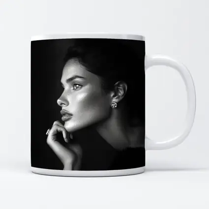Black and White Woman Portrait Dark Background