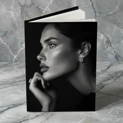 Black and White Woman Portrait Dark Background