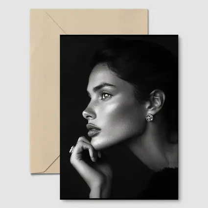 Black and White Woman Portrait Dark Background