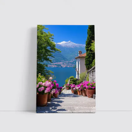Lake Como Italy Flowers Mountain View