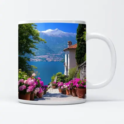 Lake Como Italy Flowers Mountain View