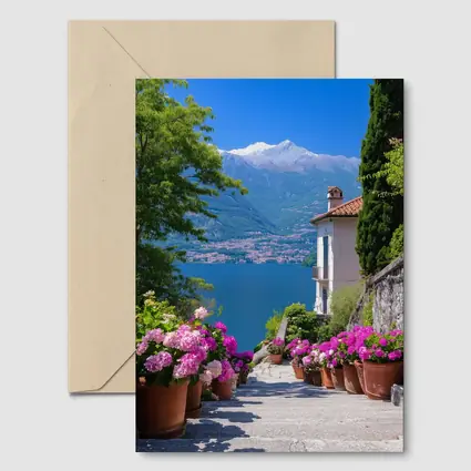Lake Como Italy Flowers Mountain View