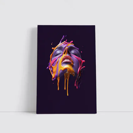 Purple Face Dripping Paint Abstract Art
