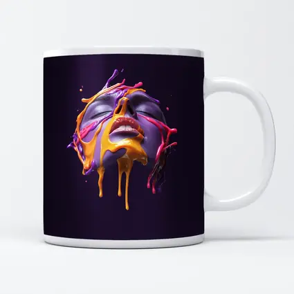 Purple Face Dripping Paint Abstract Art