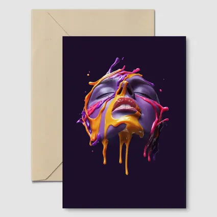 Purple Face Dripping Paint Abstract Art